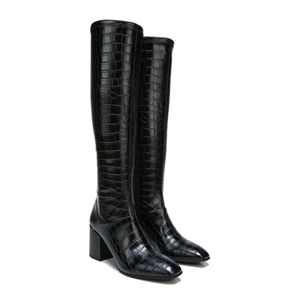 Franco Sarto Tribute Knee High Boot size 8.5M • Black Crocodile Faux Leather